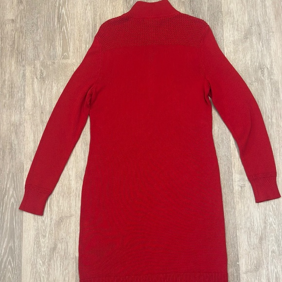 Lauren Ralph Lauren Red Knit Quarter Zip Long Sleeve Dress Size L - Picture 5 of 6